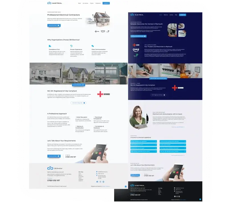 Visual showing how different target audiences require different website designs for trade businesses