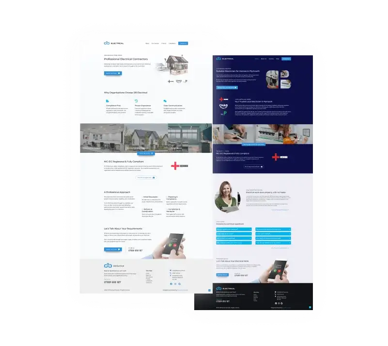 Visual showing how different target audiences require different website designs for trade businesses