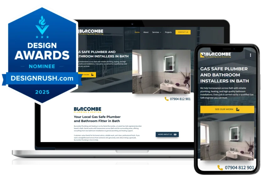Burcombe Plumbing website nominated for a DesignRush website design award