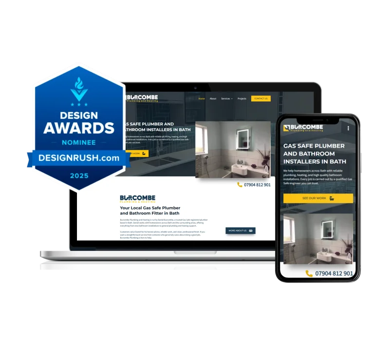 DesignRush website award nomination for the Burcombe Plumbing website designed by OnPoint Creations