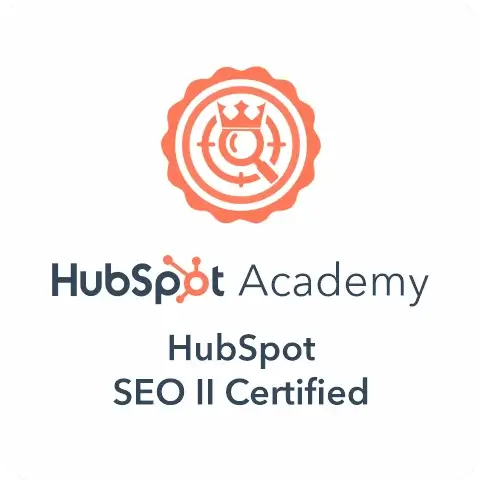 HubSpot SEO II Certified badge for advanced search engine optimisation and website performance
