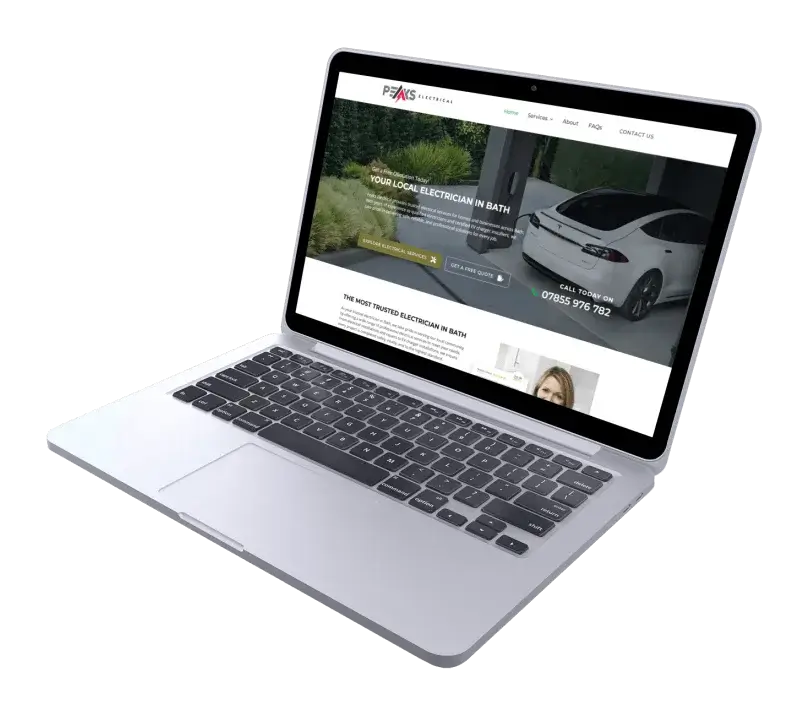 Laptop displaying a professional trade website designed to generate online enquiries