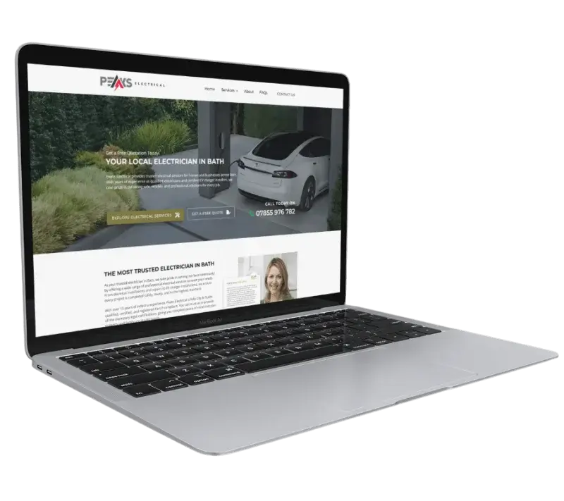 Laptop displaying a professional trade website designed to generate online enquiries