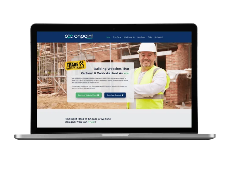 Example of a business website displayed on a laptop screen.