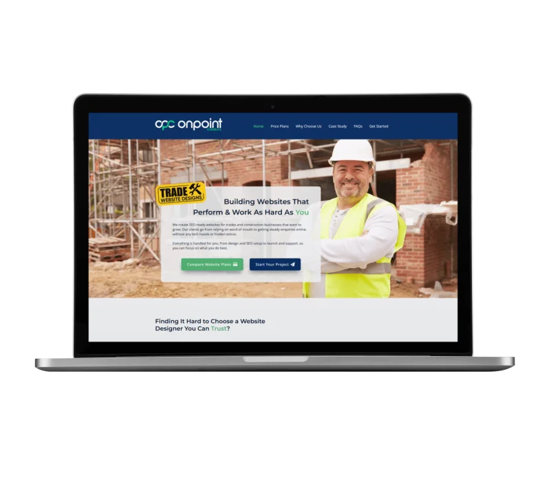 Website displayed on a laptop screen, showing a professionally designed homepage.